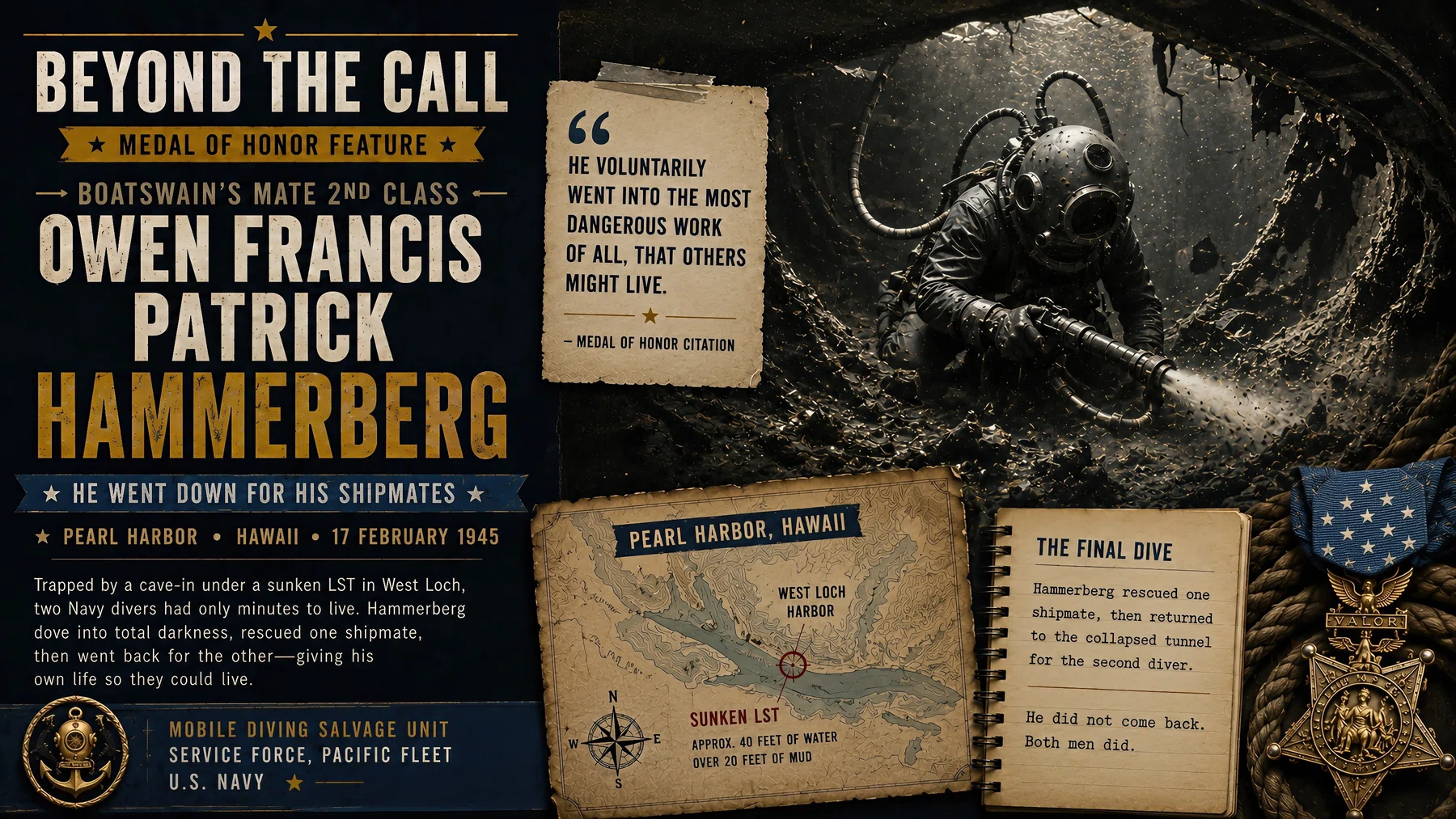 “He Went Down for His Shipmates” The final dive of Navy Medal of Honor diver Owen Francis Patrick Hammerberg artwork