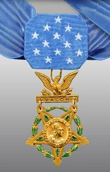 Representative medal image: Army design with a neck ribbon. Not a portrait or a photograph of this recipient’s own medal.