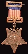 Representative medal image: early Navy star design and striped ribbon. Not a portrait or a photograph of this recipient’s own medal.