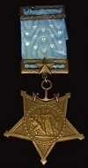 Representative medal image: Navy star design with the 1913 blue ribbon. Not a portrait or a photograph of this recipient’s own medal.