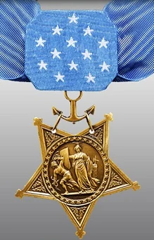 Representative medal image: Navy design with a neck ribbon. Not a portrait or a photograph of this recipient’s own medal.